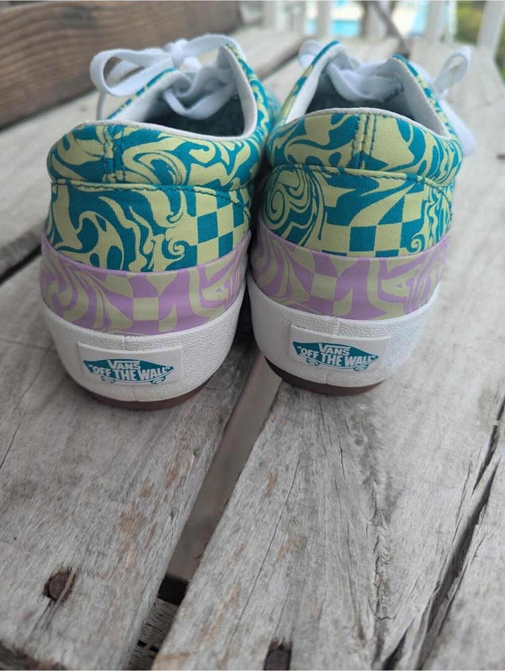 Vans Era Stacked Platform Checkerboard Skate Shoes Wavy Daze 8.5 W Psychedelic - Picture 4 of 8